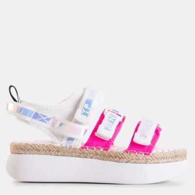 OUTLET Baltos ir rožinės spalvos moteriški sandalai su platforma "Justyn" - Avalynė