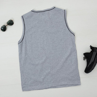 Vyriški pilki medvilniniai marškinėliai be rankovių-drabužiai