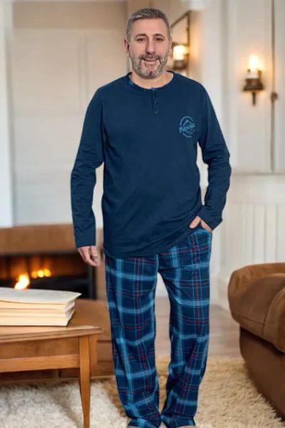 Royalfashion Хлопковые пижамы в клетку для мужчин больших размеров