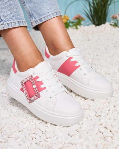 Белые и темно-розовые женские спортивные кроссовки Serbs - Обувь