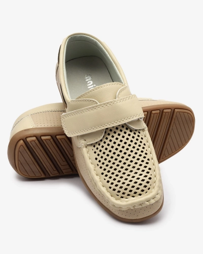 Детские ажурные мокасины бежевого цвета Nexxc- Footwear