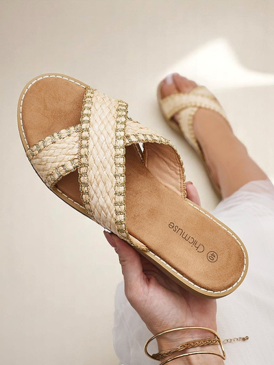 Royalfashion moteriški šlepetės su pintais dirželiais Bornes