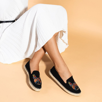 Черные женские эспадрильи с вышивкой Moroni