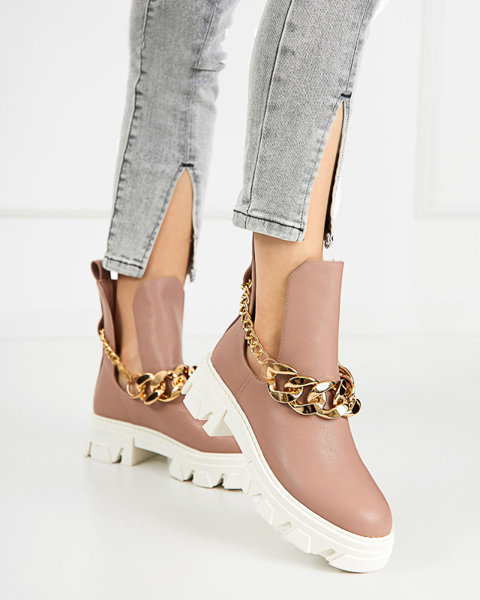 Rausvi moteriški batai su grandinėle Tenkay - Avalynė