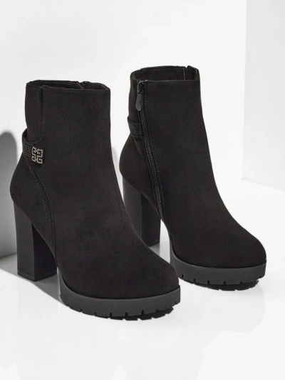 Moteriški eko zomšiniai aulinukai su storu kulnu Zavrina