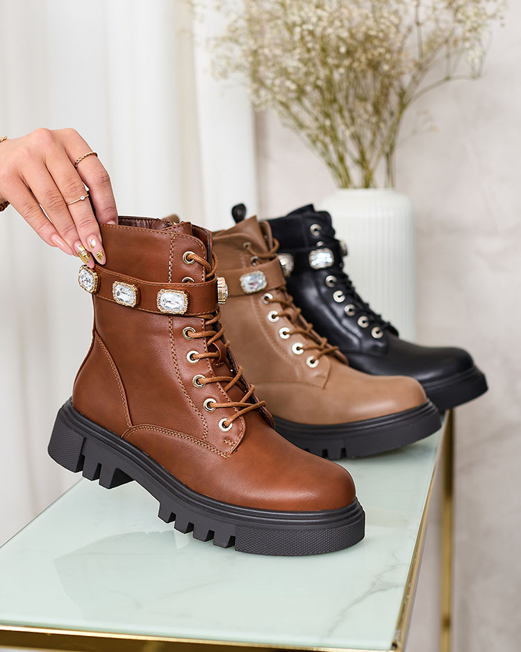 "Royalfashion" Rudi moteriški "Futiti" batai su plokščiu kulnu