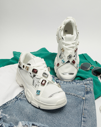 Baltos spalvos moteriški sportbačiai su storu padu „Jocasta“ - Avalynė