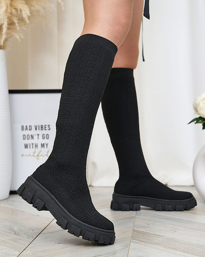 Royalfashion Черные женские узорчатые сапоги Helipea