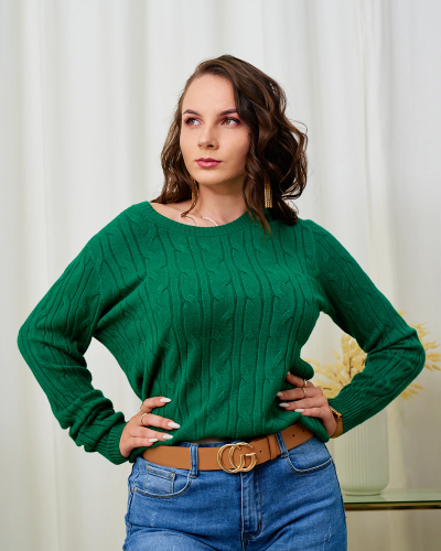 Royalfashion Темно-зеленый женский клетчатый свитер