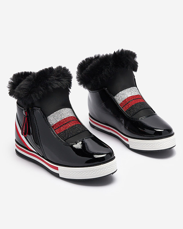 OUTLET Черные женские спортивные сапоги со скрытым каблуком и мехом Gomiu- Footwear