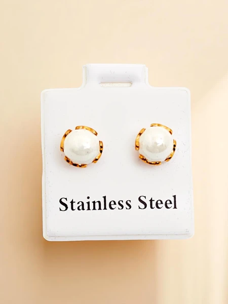 Royalfashion Moteriški auskarai lankai su perlais