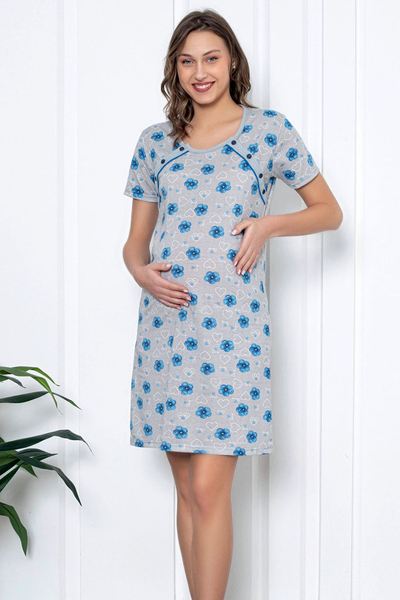 Royalfashion Nėščiųjų ir žindyvių naktiniai marškiniai su gėlėmis