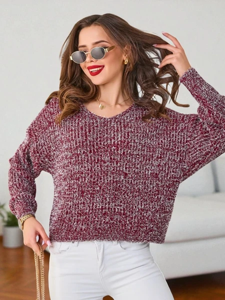 Royalfashion Moteriškas megztinis su blizgia siūle