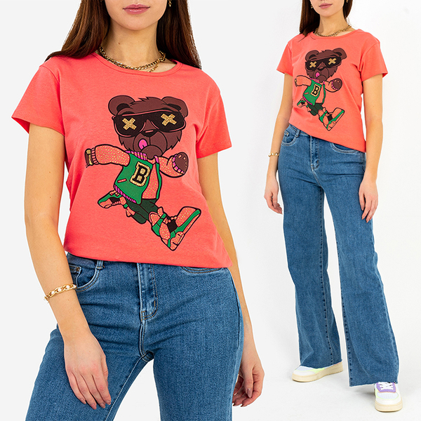 Moteriški marškinėliai su koralų raštais – drabužiai