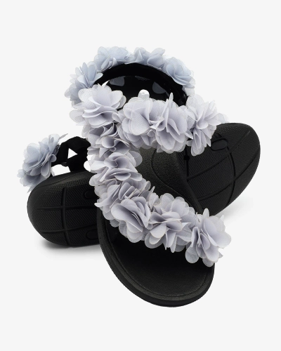 Royalfashion Серые женские сандалии с цветами Alferroy
