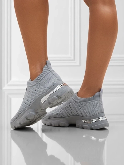 Atenea Light Grey Fabric Flat Kicks fo' Gurls wit' dat 4.5 cm Sole