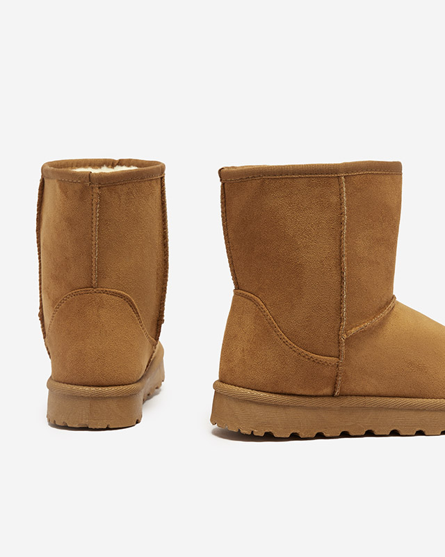 Коричневые женские утепленные снегоступы из экозамши Xetik