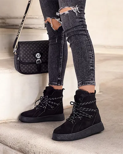 Женские зимние ботинки на шнуровке Royalfashion Mommer