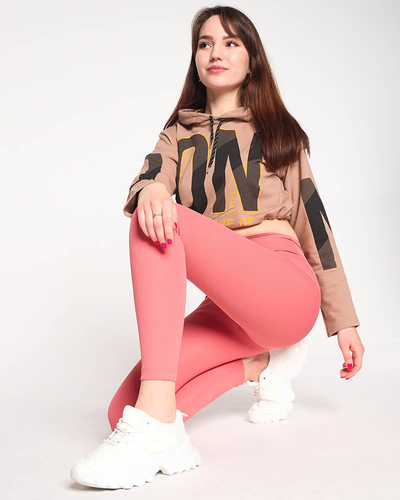 Moteriški briaunoti koraliniai antblauzdžiai aukštu liemeniu - Drabužiai