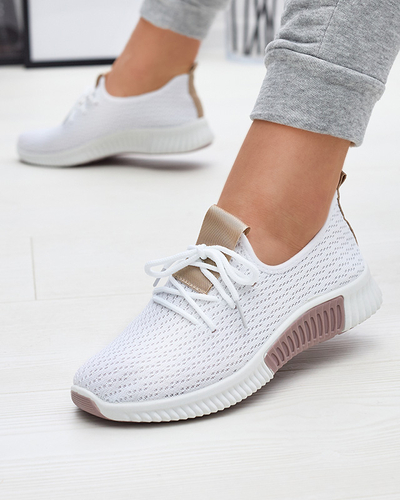 Balti moteriški sportiniai bateliai su rudais įdėklais Kedeti - Avalynė