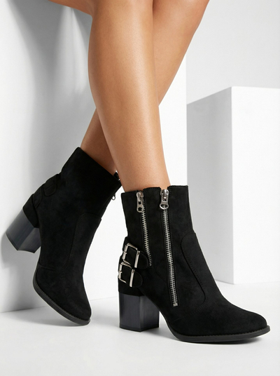 Royalfashion Moteriški juodi batai su puošyba Feirrgo