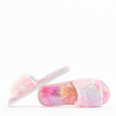 Spalvingos moteriškos kailinės šlepetės Tisa - Avalynė