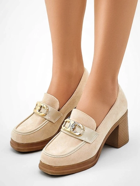 Royalfashion moteriški mokasininiai batai ant blokinio kulno Qeroy