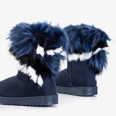 Зимние сапоги на платформе с мехом синего цвета Hellasi - Обувь
