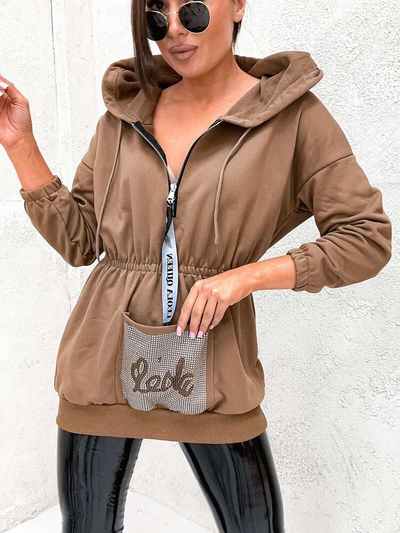 "Royalfashion" Šviesiai rudi moteriški džemperiai su cirkonais