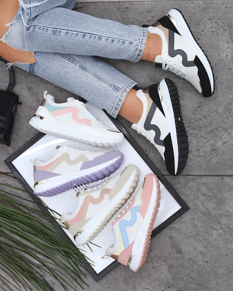 Фиолетовые женские спортивные туфли с разноцветными вставками Kiari - Обувь