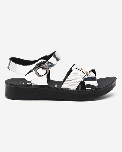 Lakuoto sidabro basutės plokščiakulniais Pulqo- Footwear