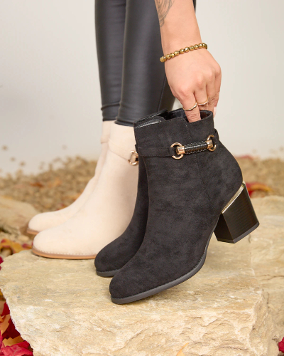 "Royalfashion" Juodi moteriški ekovamzos apšiltinti bateliai su kulkšnimis