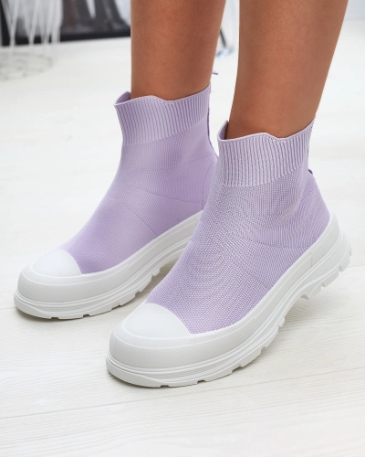 Фиолетовые женские высокие спортивные туфли-слипы а'ля кроссовки Vertiks - Обувь