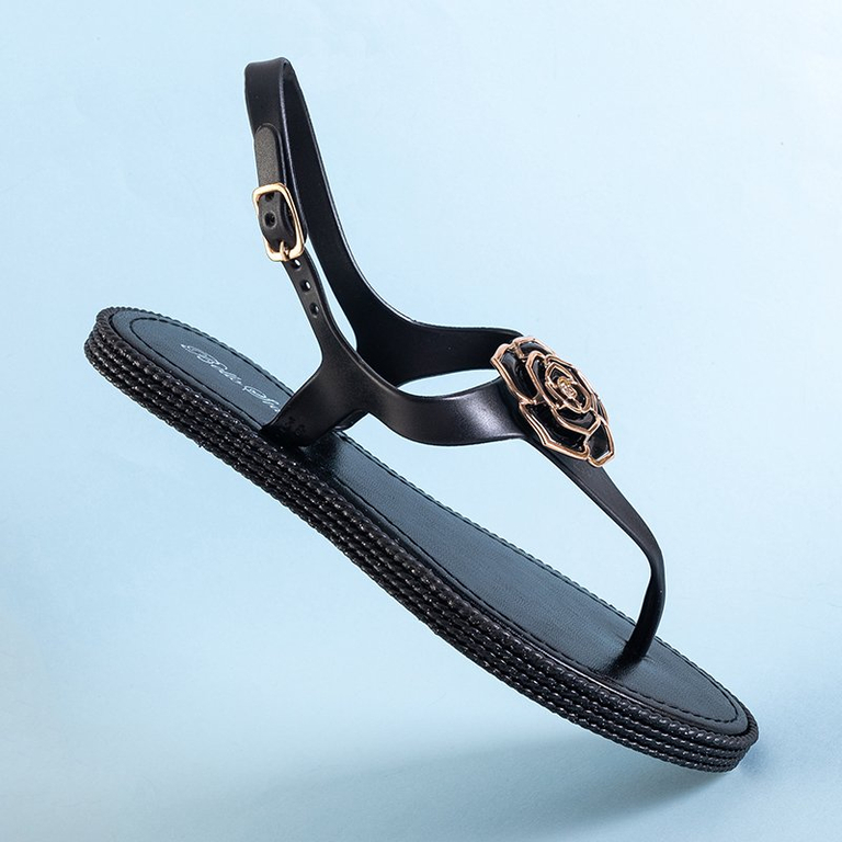 Черные женские босоножки с украшением Porto