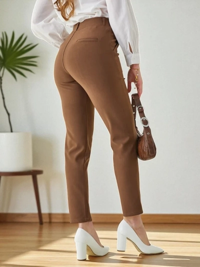 Royalfashion moterų treggingai su dekoratyviniais mygtukais