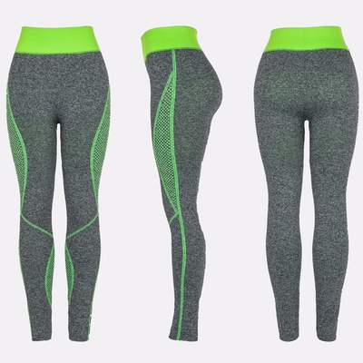 	Szare getry z zielonymi wstawkami - Spodnie