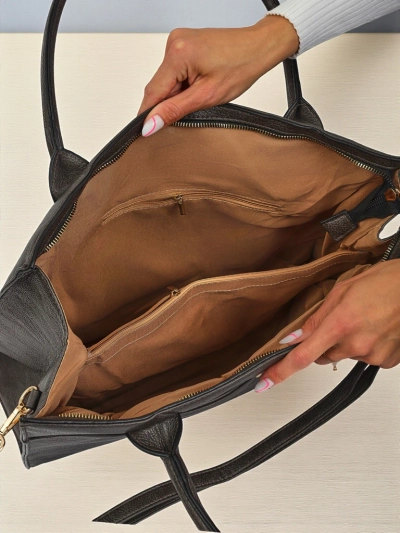 Torebka damska skrzana Etruria Classica Elegante szara 41x31x14 cm