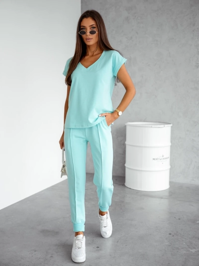 Royalfashion Женский хлопковый повседневный комплект с короткими рукавами