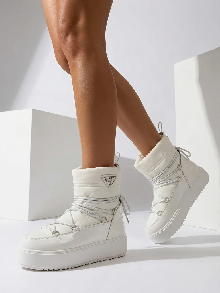 Royalfashion Женские ботинки-слипы a'la snow boots in white Vevnose