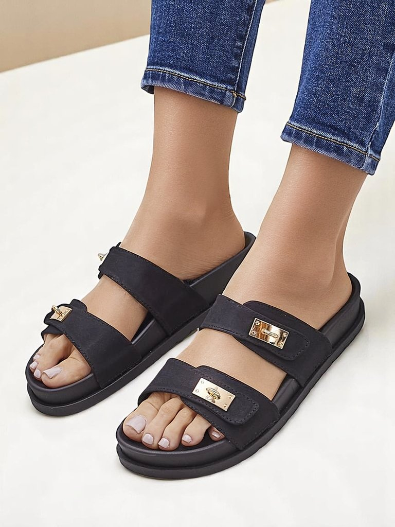 Royalfashion moterų šlepetės su dekoratyvinėmis sagtimis Costes