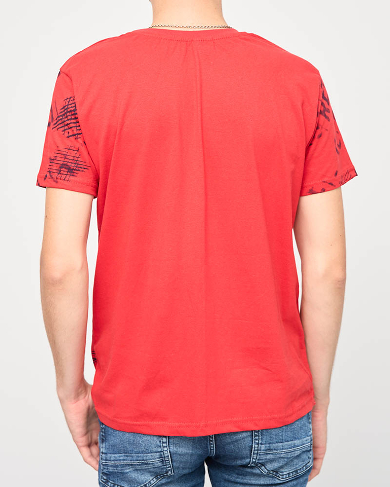 Vyriški raudoni marškinėliai su užrašu ENJOY- Clothing