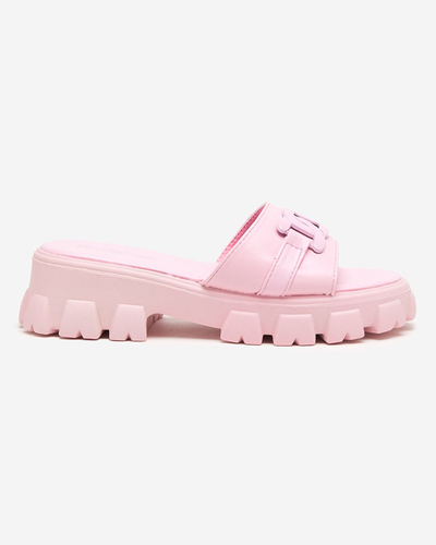 OUTLET Violetinės spalvos moteriškos šlepetės ant storesnio pado Inza-Shoes