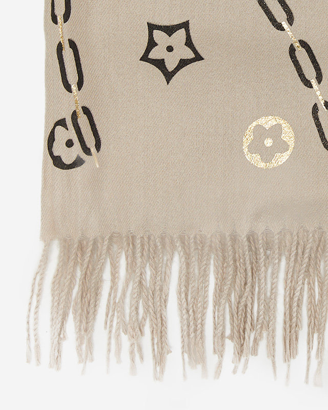 Šviesiai pilkas moteriškas šalikas su raštu - Priedai