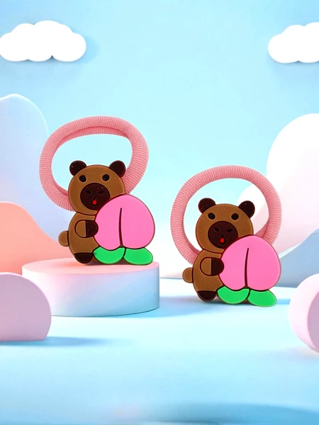 Spalvotos plaukų gumytės su meškiuko motyvu