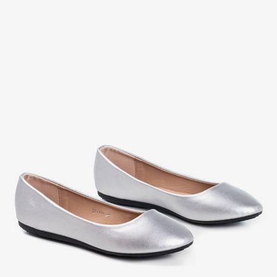 Srebrne eko-skórzane damskie baleriny Mareusa - Obuwie
