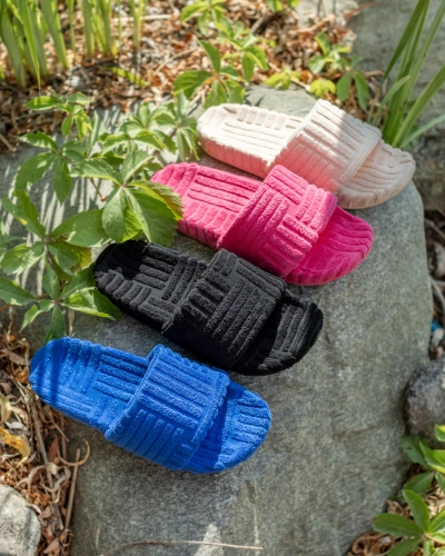 Royalfashion Kobalto spalvos raštuotos moteriškos šlepetės Ewada