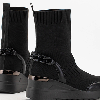 Juodi moteriško audinio pleištiniai batai Empleh - Avalynė