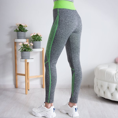 	Szare getry z zielonymi wstawkami - Spodnie