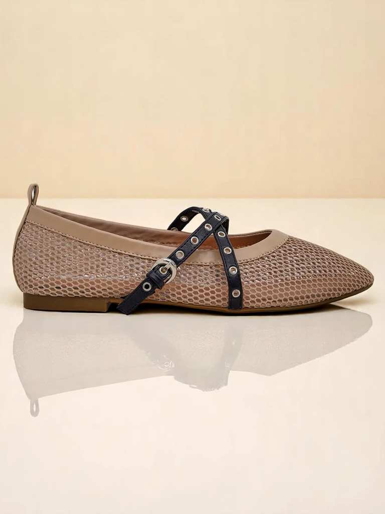 Balerinai Artemisia Marrone – ažūriniai Royalfashion batai su dirželiais