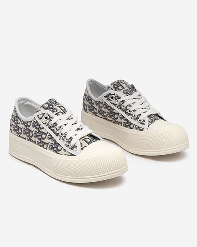 Raštuoti moteriški sportbačiai ant platformos baltos spalvos Berika - Avalynė